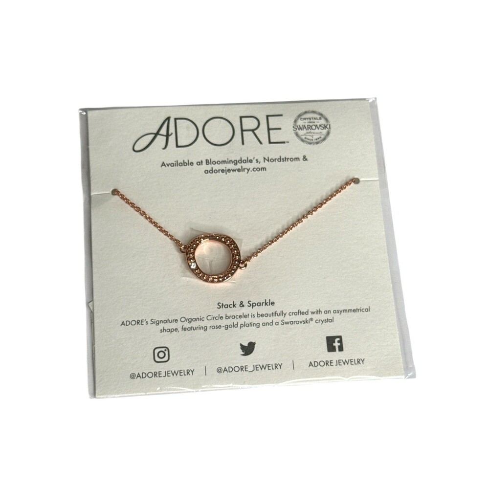 ADORE Organic Circle Bracelet Rose Gold Swarovski Crystal NWT Stack Sparkle